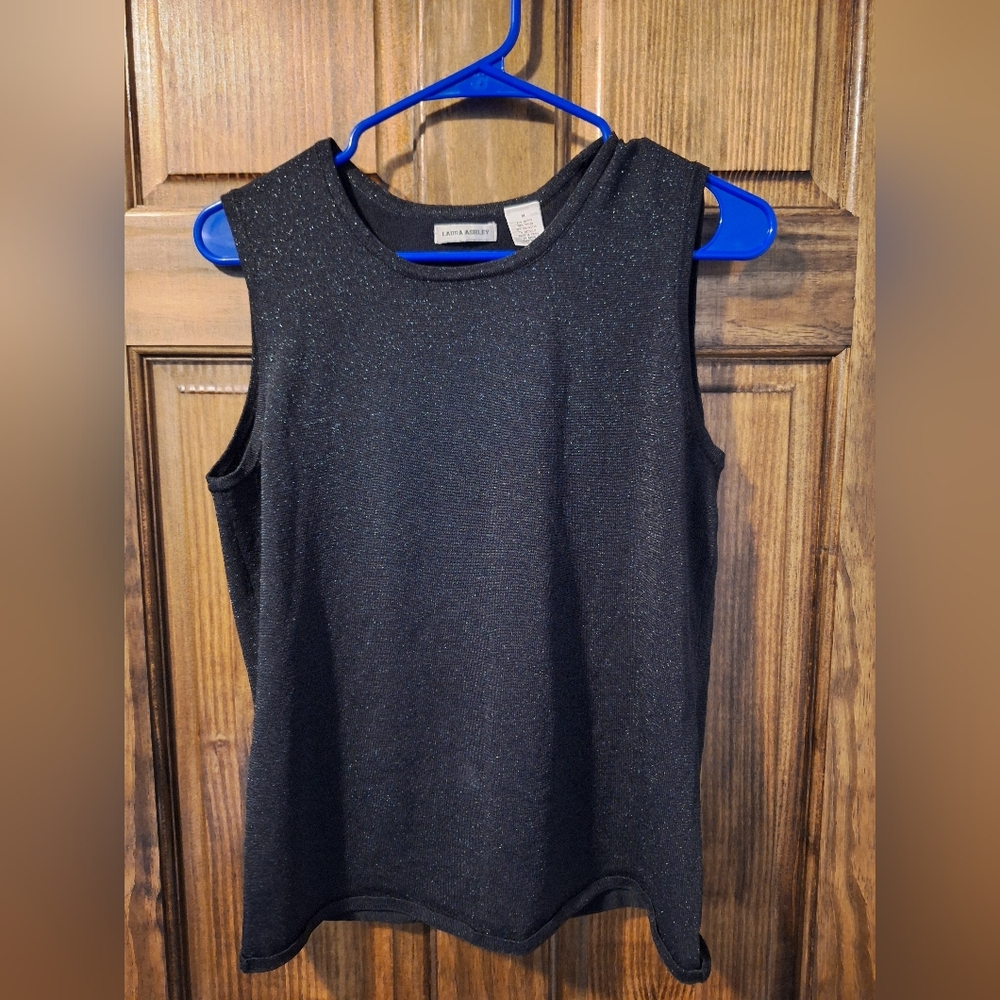 Laura Ashely Black Sparkly Tank Top Size M